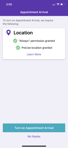 turn on appointment arrival